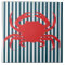 Red Crab on Nautical Stripes