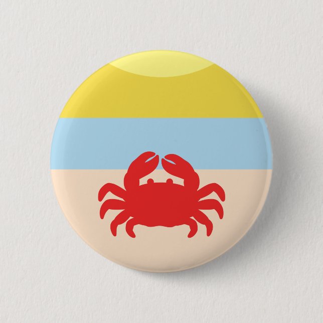 Red Crab on Sunny Beach Button (Front)