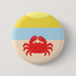 Red Crab on Sunny Beach Button