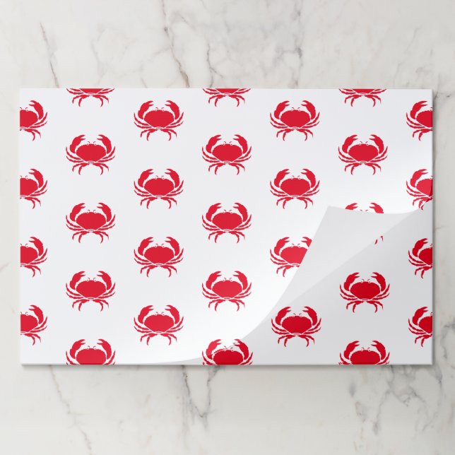 Red Crab pattern summer paper placemats (Folded)