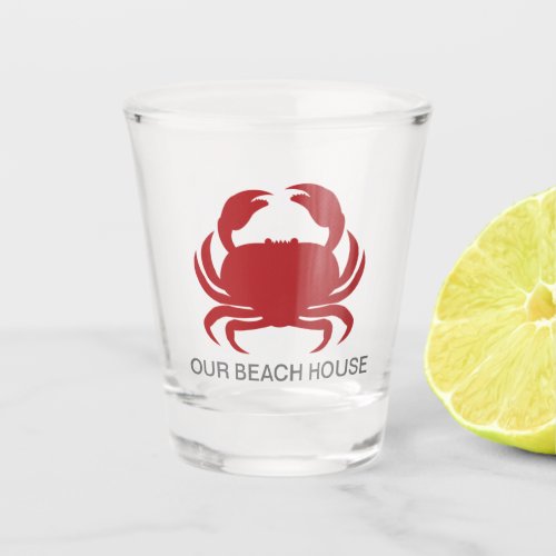 Red Crab Personalize Name Modern Beach Party Shot Glass