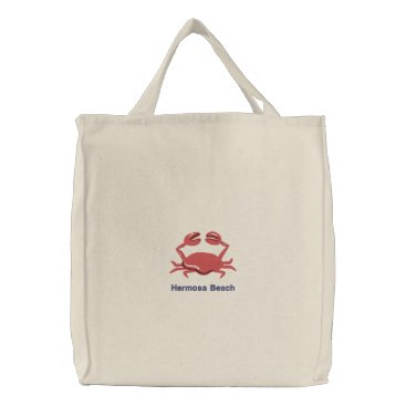 Red Crab Personalized Beach Embroidered Tote Bag