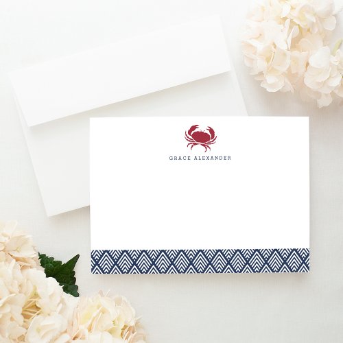 Red Crab Personalized Stationery Flat Cards