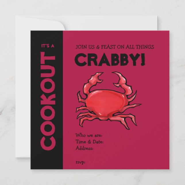 Red Crab red Cookout Invitation (Front)