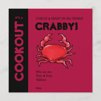 Red Crab red Cookout Invitation