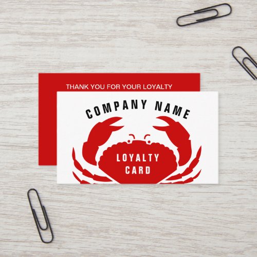 Red crab restaurant loyalty business card template