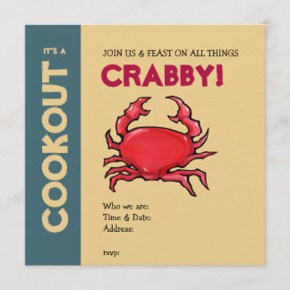 Red Crab sand Cookout Invitation