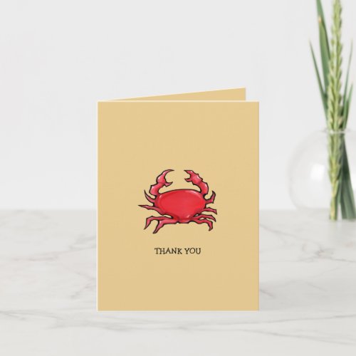Red Crab sand Thank You Card