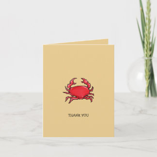 Red Crab sand Thank You Note Card