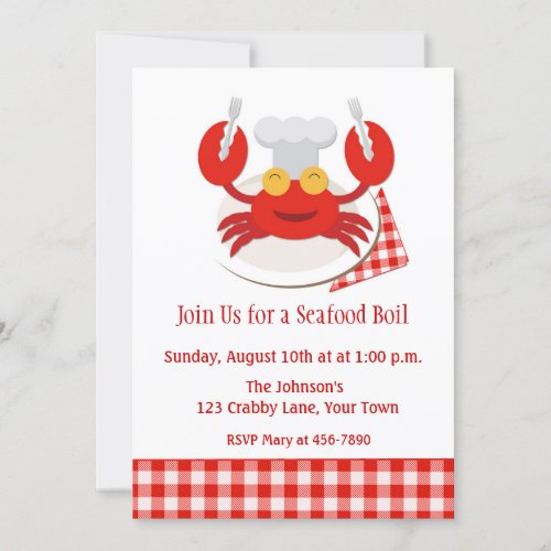 Red Crab Seafood Boil Invitation