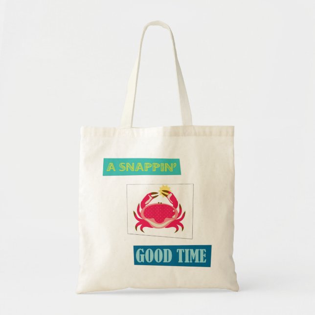 Red crab snappin good time reusable bag (Front)
