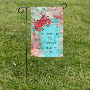 Red Crab Vintage Beach Flag