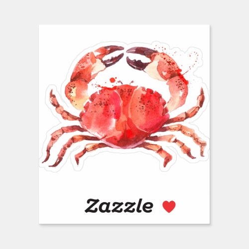 Red crab watercolors illustration sticker