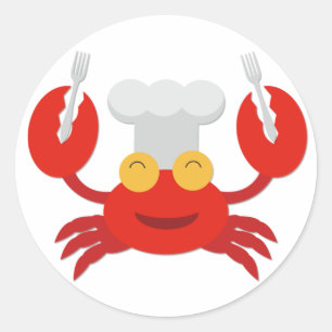 Red Crab with Chef Hat Classic Round Sticker