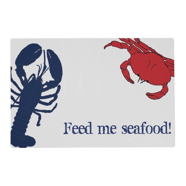 Red Crabs Blue Lobsters Custom Saying Placemat (Front)