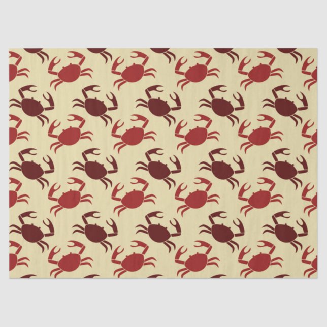 Red Crabs on Cream Decoupage Tissue Paper (Front)