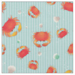 Red Crabs &amp; Sea Shells with Stripes Fabric