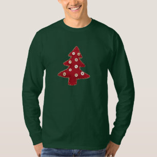 Red Craft Christmas Trees and Buttons T-Shirt