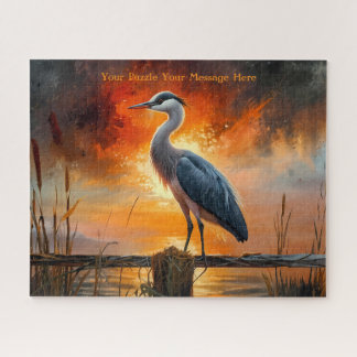 Red Crain Wildlife Lovers Marshland Landscape Jigsaw Puzzle