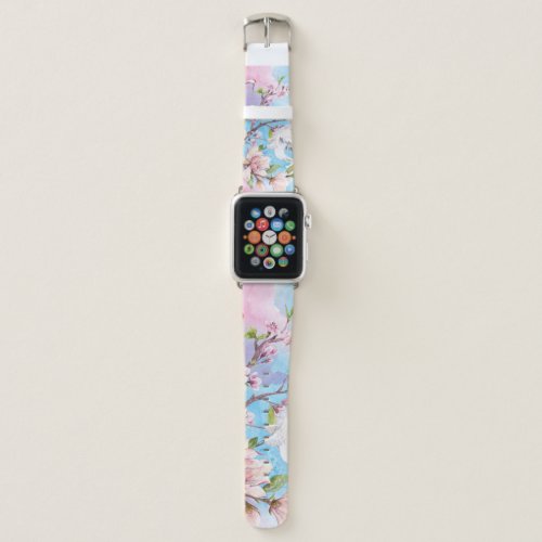 Red Crane Watercolor Japanese Motif Apple Watch Band