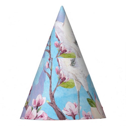 Red Crane Watercolor Japanese Motif Party Hat