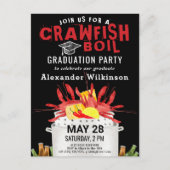 Red Crawfish Boil Graduation Party Invitation Postcard (Front)