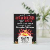 Red Crawfish Boil Graduation Party Invitation Postcard (Standing Front)