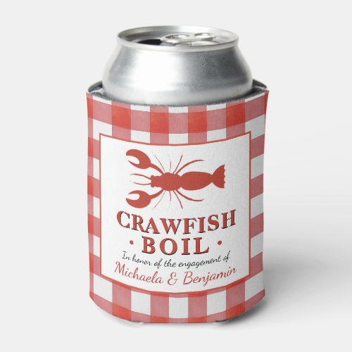 Red Crawfish Boil Lobster Party Engagement Picnic Can Cooler