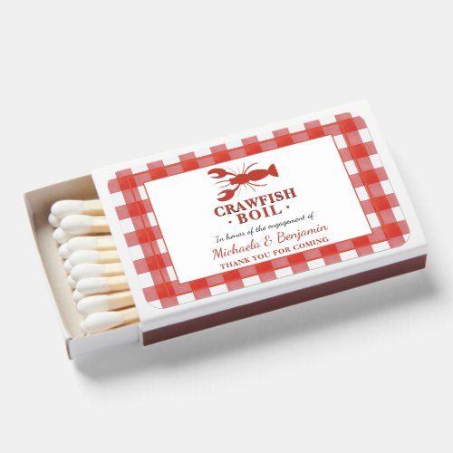 Red Crawfish Boil Lobster Party Engagement Picnic Matchboxes