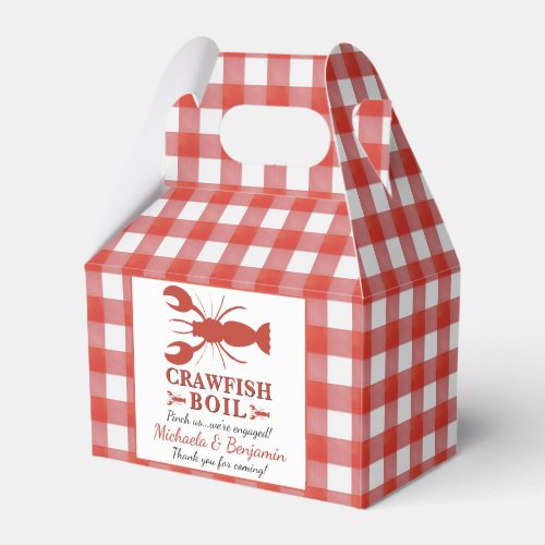Red Crawfish Boil Picnic Lobster Engagement Party Favor Boxes