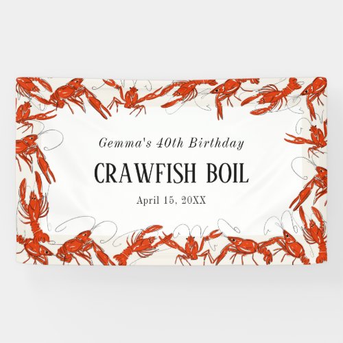 Red Crawfish Boil Seafood Birthday Party Banner