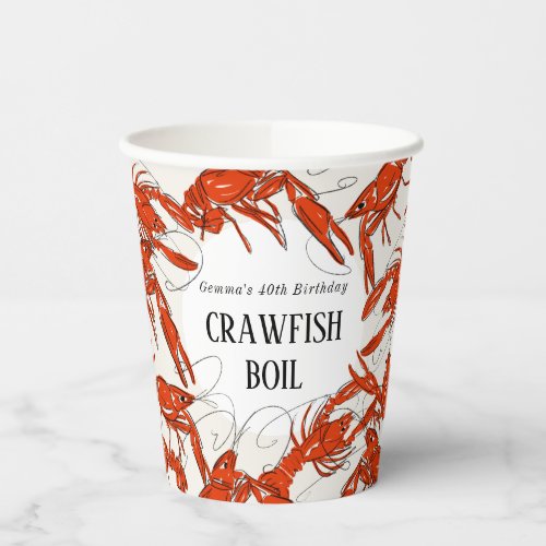 Red Crawfish Boil Seafood Birthday Party Paper Cups