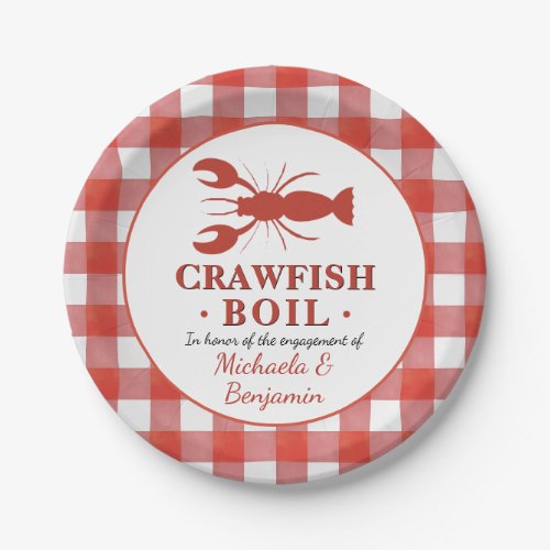 Red Crawfish Boil Seafood Party Engagement Picnic Paper Plates