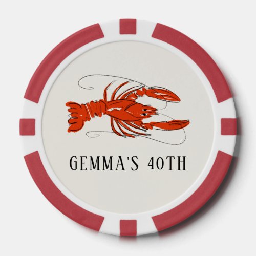 Red Crawfish Boil Seafood Personalized Poker Chips