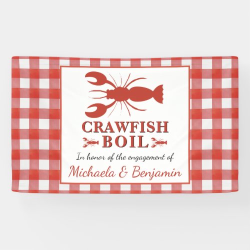 Red Crawfish Boil Seafood Picnic Engagement Party Banner