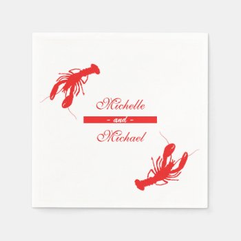 Red Crawfish Lobster Cocktail Napkins by EnchantedBayou at Zazzle