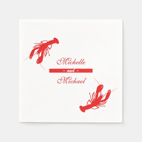 Red Crawfish Lobster Cocktail Napkins