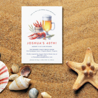 Red Crawfish Low Country Boil Birthday Party Invitation