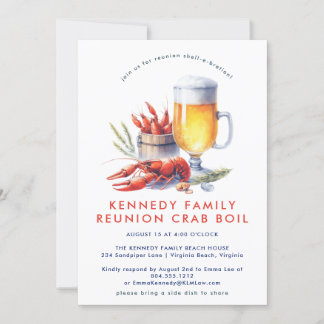Red Crawfish Low Country Boil Family Reunion Invitation