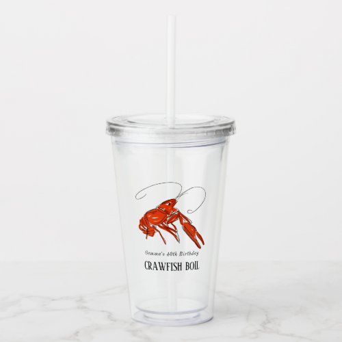 Red Crawfish Seafood Boil Party Favor Acrylic Tumbler