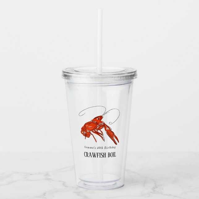 Red Crawfish Seafood Boil Party Favor Acrylic Tumbler (Front)