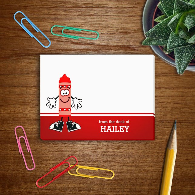 Red Crayon Personalized Post-it Notes (Creator Uploaded)