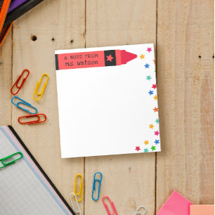 Red Crayon & Stars Colorful Note From Teacher