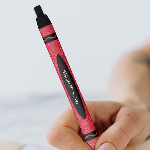 Red Crayon Teacher Black Ink Pen