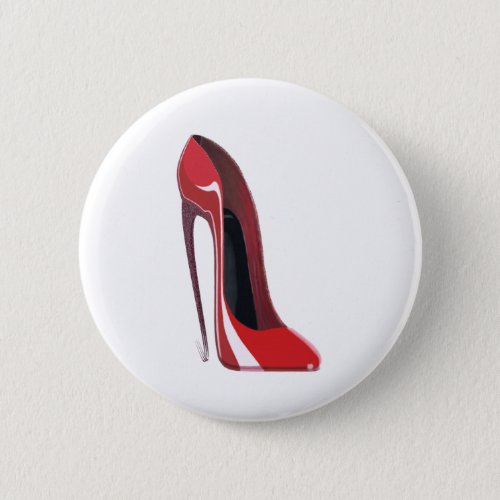 Red Crazy Heel Stiletto Shoe Art Button