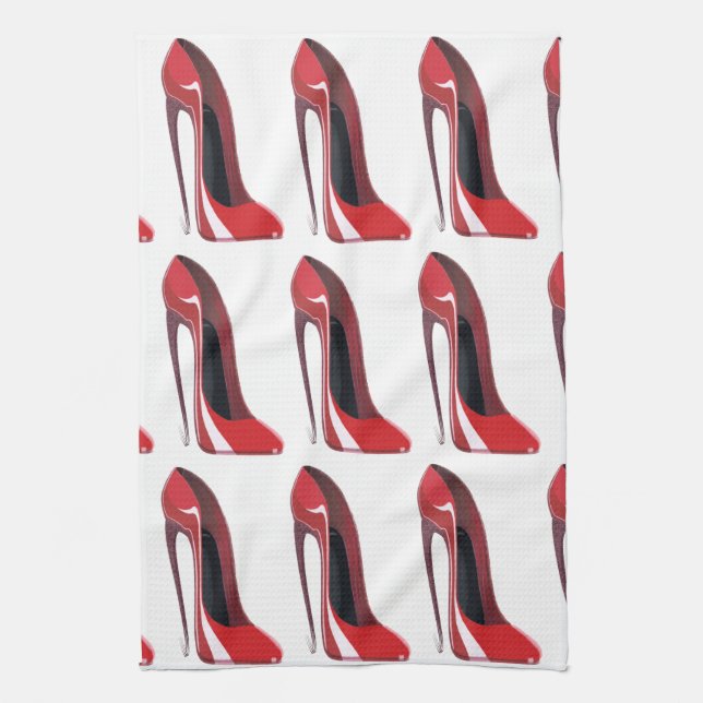 Red Crazy Heel Stiletto Shoe Art Towel (Vertical)