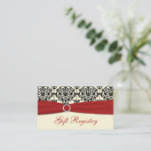 Red, Cream and Black Damask Gift Registry Card (Standing Front)