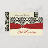 Red, Cream and Black Damask Gift Registry Card (Front/Back)