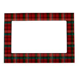 Red, Cream and Green Christmas Plaid Pattern Magnetic Frame