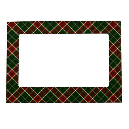 Red Cream and Green Christmas Plaid Pattern Magnetic Frame
